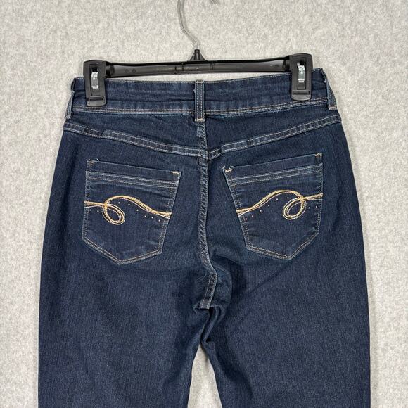 Lee Riders Jeans Womens 8 Petite Bootcut Studded Mid Rise Dark Wash Embroidered‎ - Picture 2 of 12